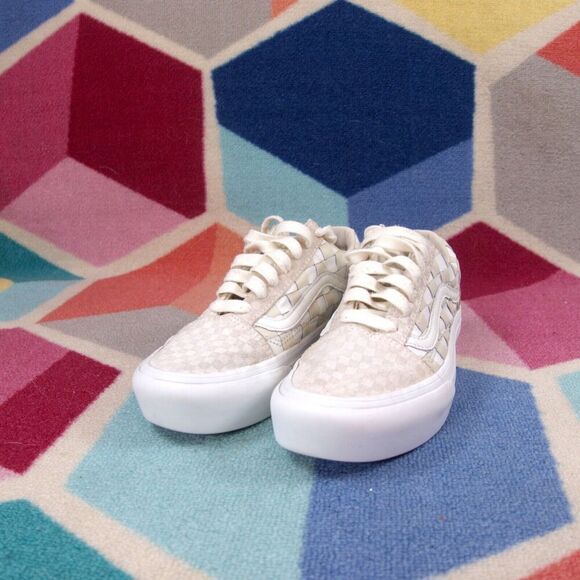 Vans Old Skool Platform Woven‎ Blanc De Blanc Sneakers Unisex Men 5 Women 6.5 US - Picture 2 of 5